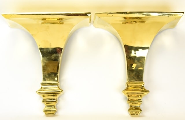 Pair Heavy Brass Traditional Style Wall Brackets (1 of 6)