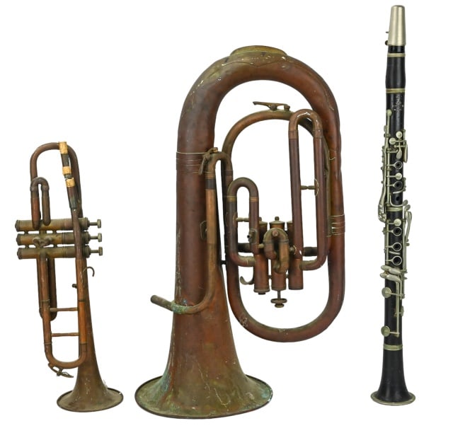 Vintage Tuba, Clarinet  & Bugle For Display (1 of 8)