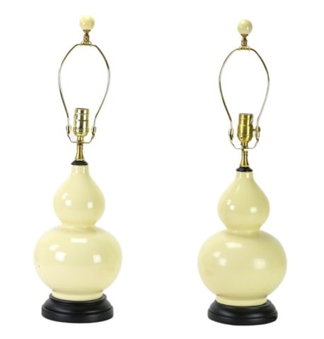 Pair Chinese Double Gourd Porcelain Table Lamps (1 of 12)