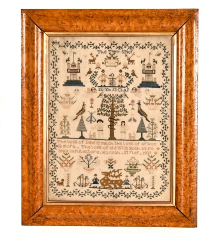 Antique Embroidered Biblical Sampler Dated 1931 (1 of 8)