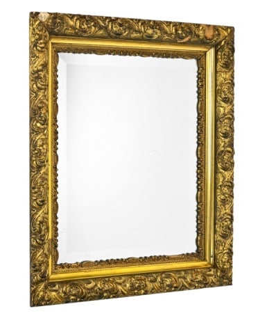 Antique Carved Rococo Framed Gilt Beveled Mirror (1 of 6)