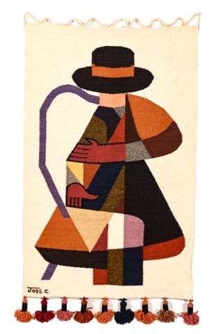 Vintage Peruvian Woven Wool Tapestry Signed Jose C (1 of 11)