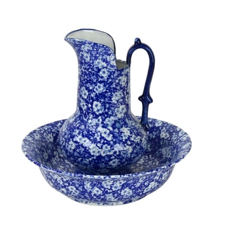 Victoria Ware Ironstone Blue & White Basin Pitcher (1 of 10)