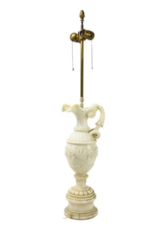 Antique Carved Marble Ewer Form Table Lamp (1 of 8)