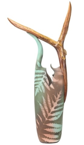 Jan Jacque Signed Art Pottery Vase w Natural Wood (1 of 11)