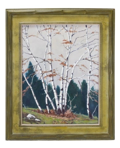 Michael Yahwak Signed Oil Painting Birch Trees (1 of 9)