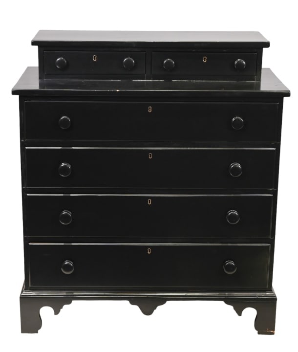 Victorian Pine Step Back Glove Box Painted Dresser (1 of 13)