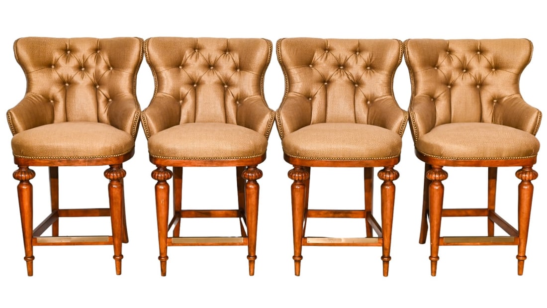 Century Carved Tufted Upholstered Bar Stools (1 of 16)