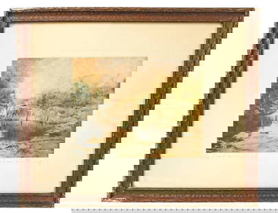 Wallace Nutting Hand Colored Lithograph Signed: Wallace Nutting Hand Colored Lithograph Signed and Titled An Overflowing Cup. Framed measures 15 inches x 18 inches, art measures 8 inches x 9 inches.