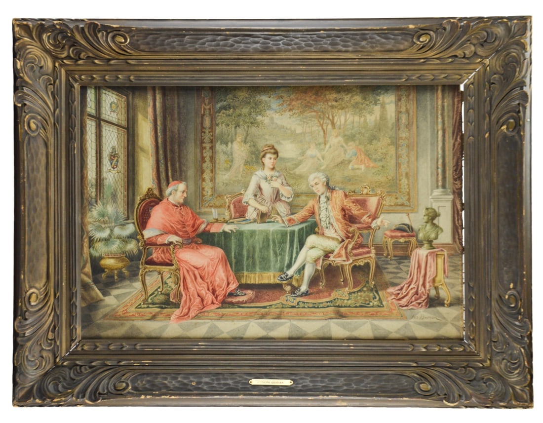 J. Burian Signed Watercolor Presentation of Bust (1 of 9)