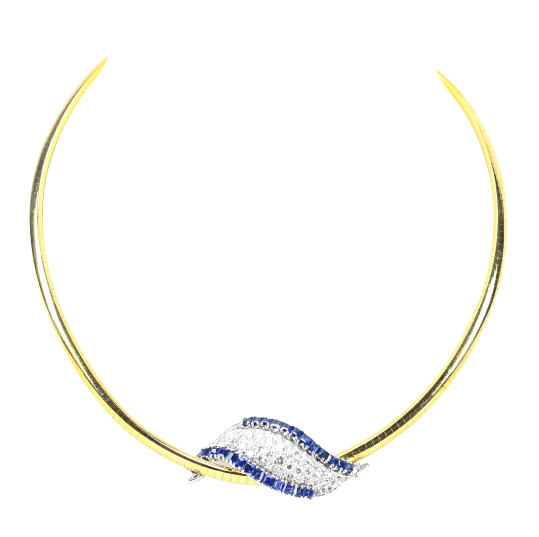 14K Gold Hinged Choker w Sapphire & Diamond Mount (1 of 12)