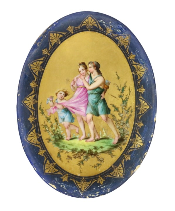Antique Serves Style Painted Porcelain Plaque (1 of 8)