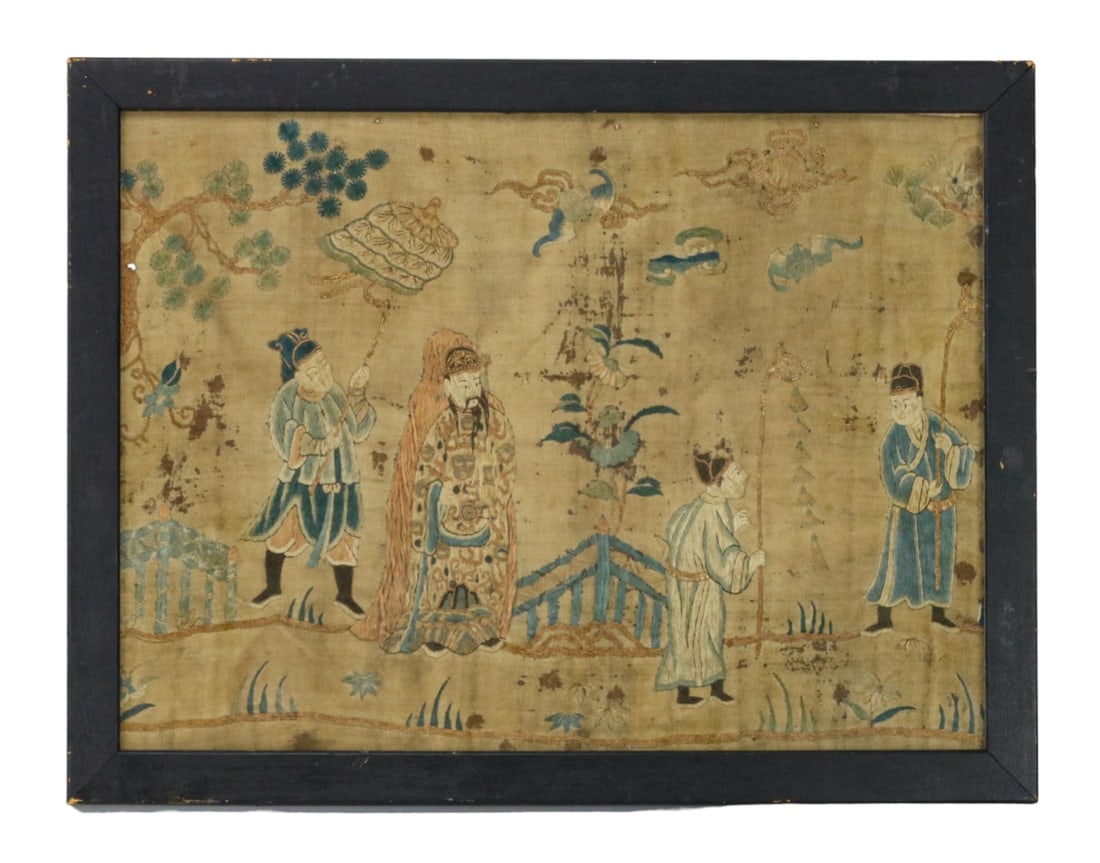 Antique Chinese Embroidered Panel in Frame (1 of 9)