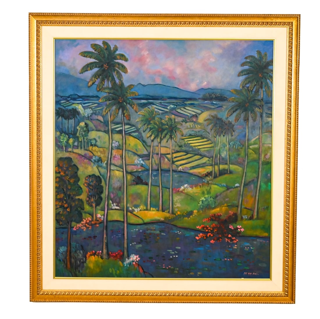 NS Signed Large Oil Painting Titled 99 Bali Framed (1 of 10)