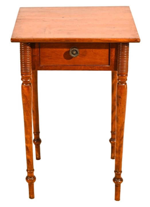 Late Federal Carved Birdseye Maple Side Table (1 of 14)