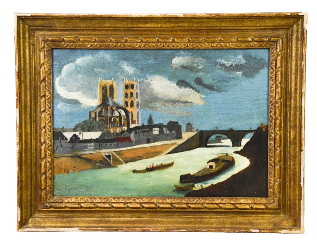 Antique French School Oil Canvas Painting (1 of 7)