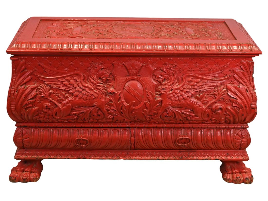Attr. R. J. Horner Hand Carved Lift Top Chest (1 of 18)