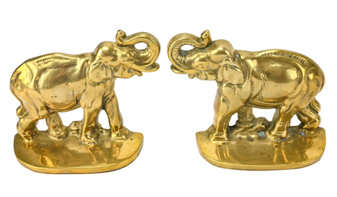 Vintage Cast Brass Elephant Bookends (1 of 10)