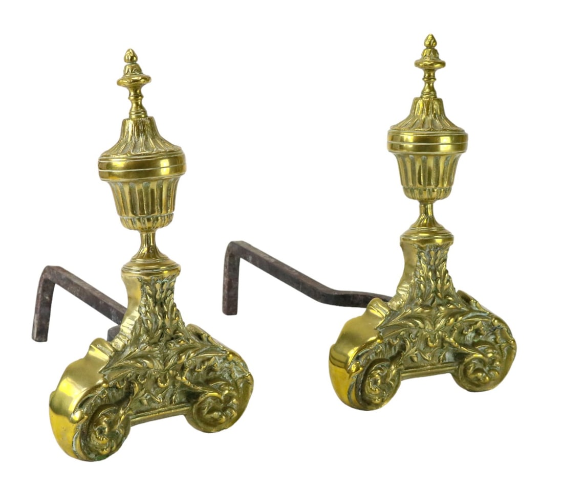 Pair Antique Gilt Cast Bronze French Andirons (1 of 10)