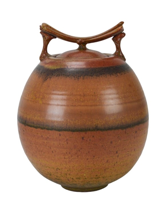 Robert Crystal Signed  Art Pottery Vase w Lid (1 of 9)