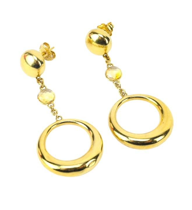 18K Yellow Gold Chimento Topaz and Hoop Earrings: 18K Yellow Gold Chimento Jewelry Topaz and Hoop Earrings.7.2 grams total weight.
