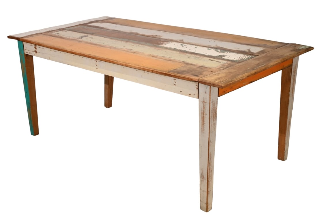 Rustic Painted Pine Plank Farm Table Dining Table (1 of 12)