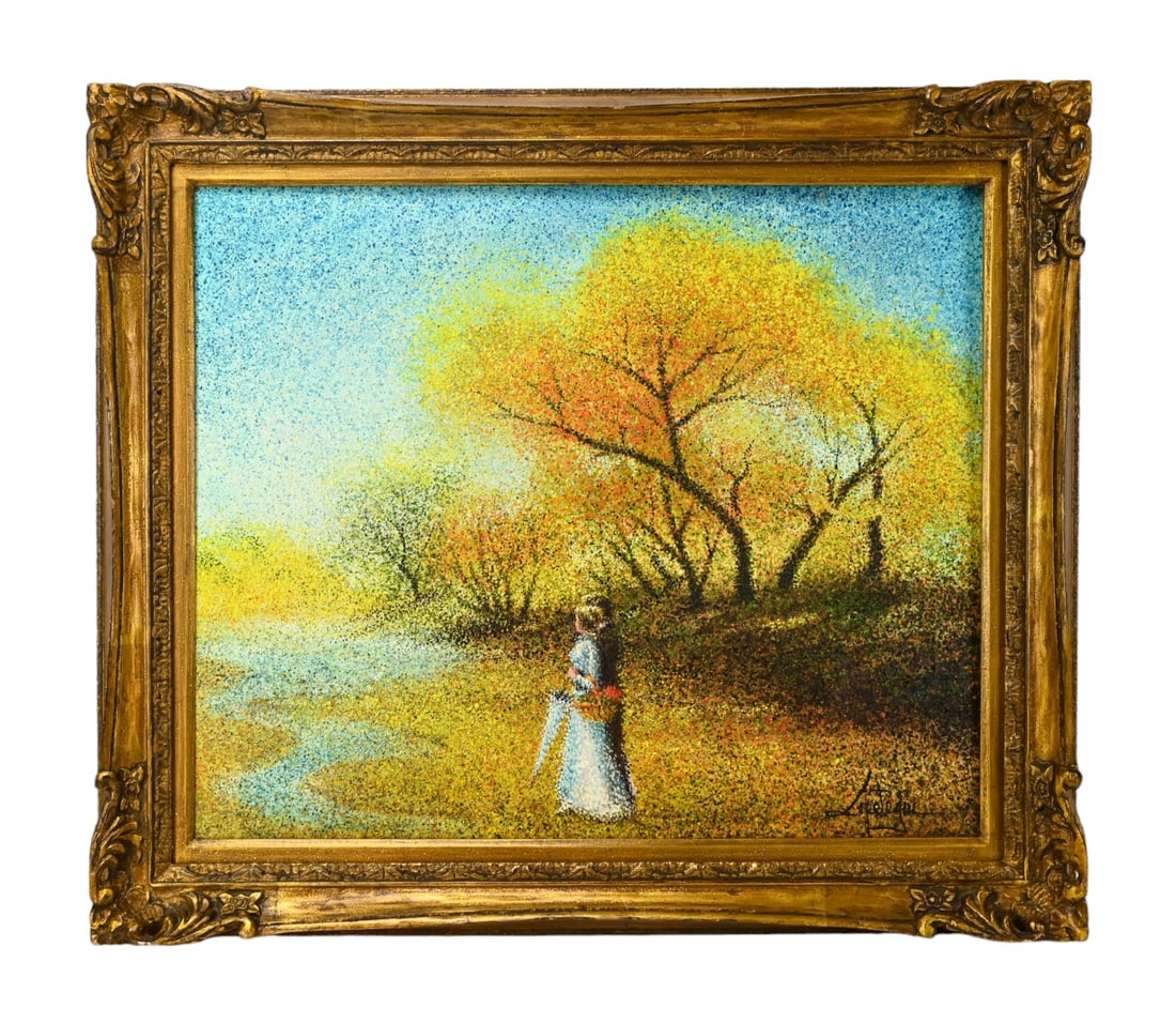 Juan Lopetegui Signed Pointillist Painting Couple (1 of 8)