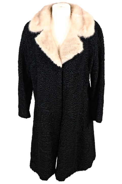 Vintage Black Persian Lamb Coat w Mink Collar (1 of 11)