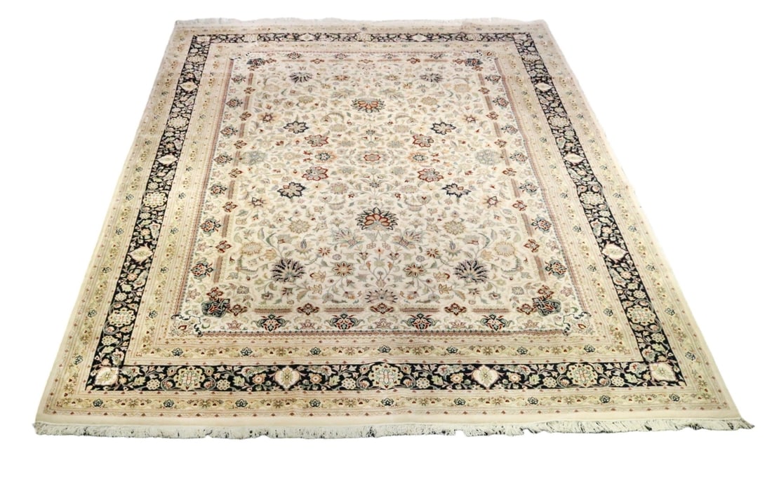 Persian Hand Knotted New Wool and Silk Rug Carpet (1 of 9)