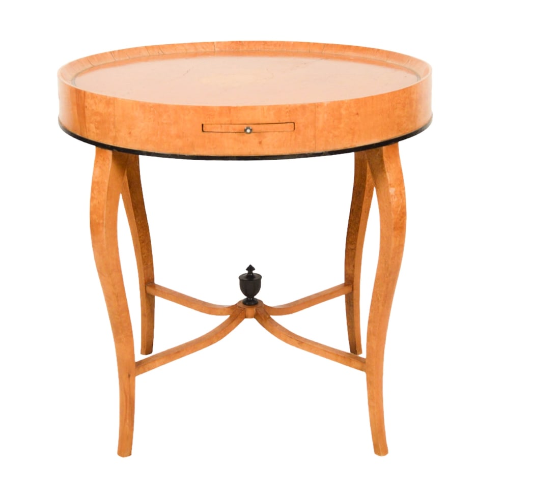 Biedermeir Style Carved Veneer Cocktail Table (1 of 9)