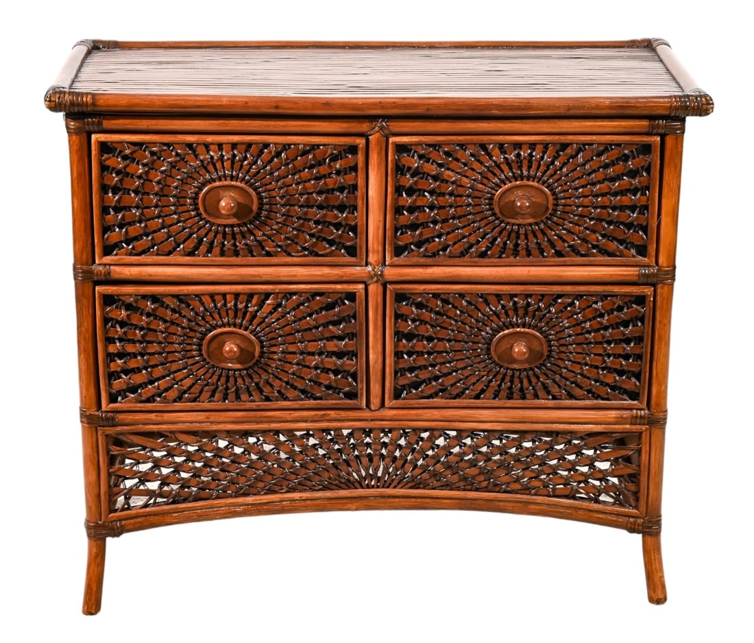 Plantation Style Bamboo & Woven Rattan Dresser (1 of 14)