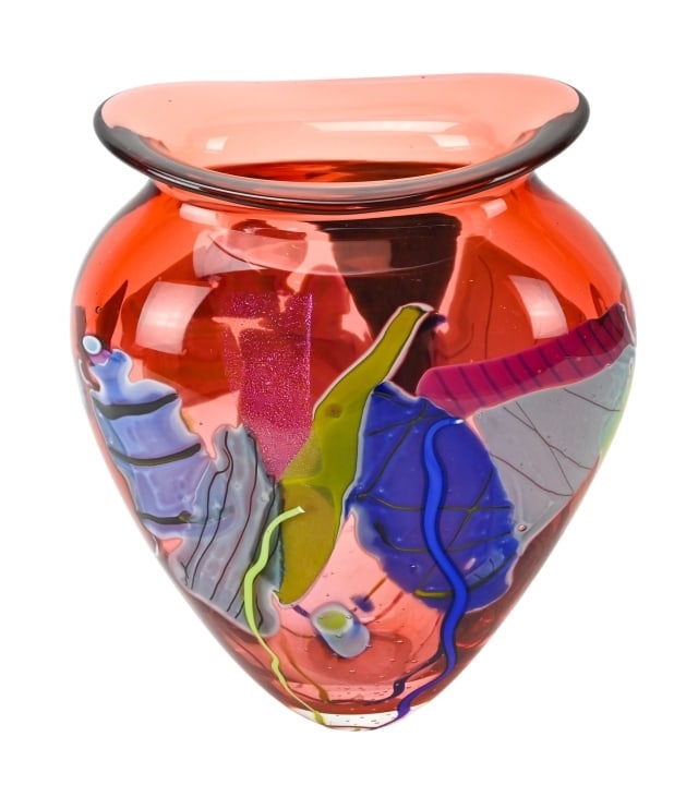 Signed Murano Hand Blown Art Glass Multicolor Vase (1 of 11)