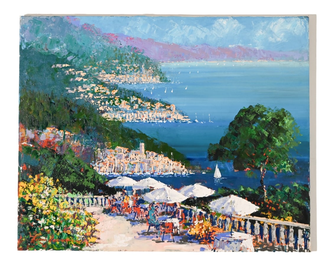 Kerry Hallam Signed Acrylic Painting of Terrace (1 of 11)