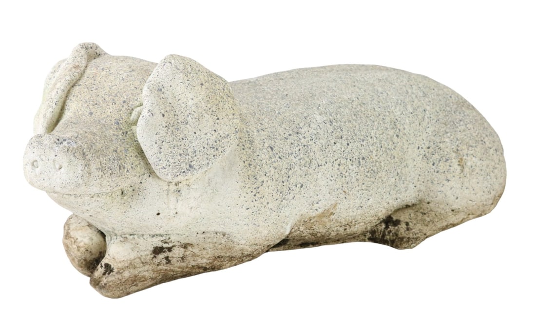 Concrete Piglet Outdoor Garden Statue (1 of 7)