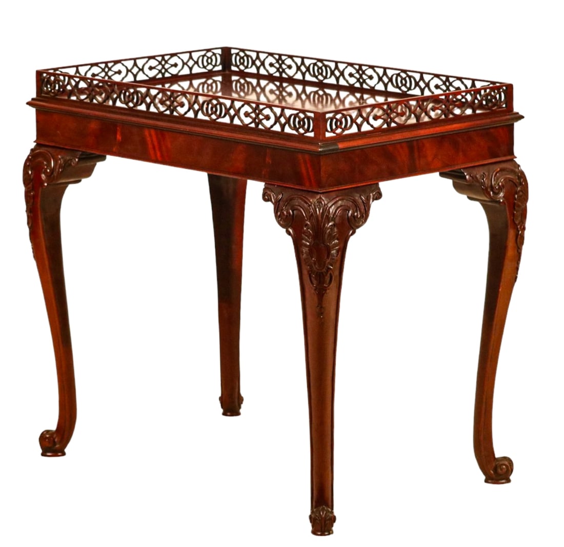 Chinese Chippendale Carved Side Table with Galley (1 of 12)