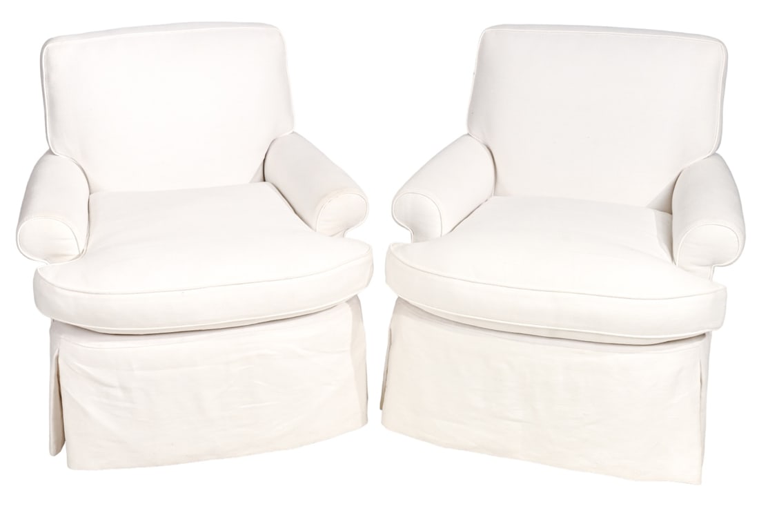 Pair Custom Upholstered Club Chairs (1 of 15)