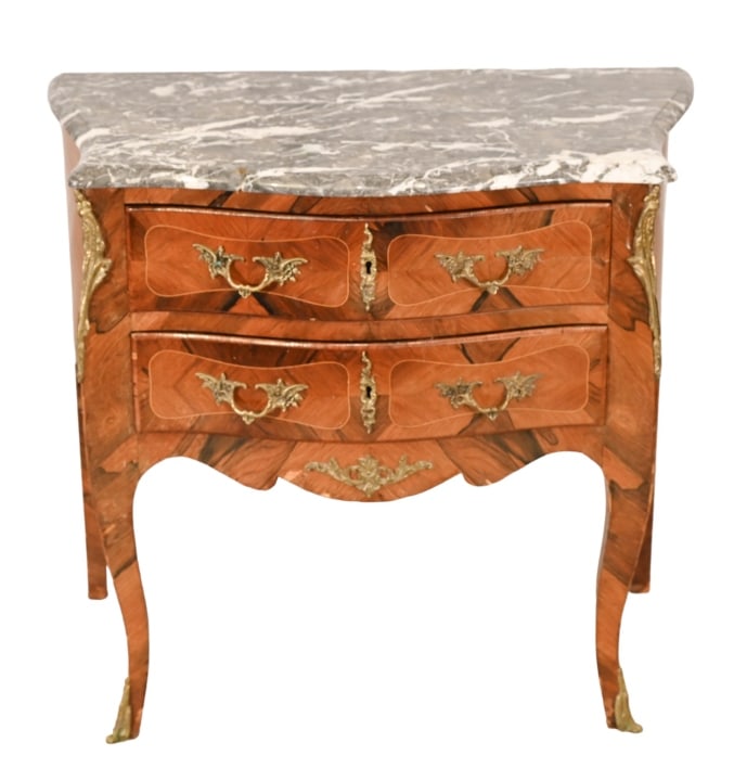 Louis XV Carved Marquetry Marble Top Commode (1 of 15)