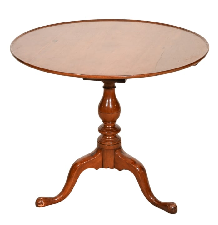 Vintage Hand Carved Tilt Top Tri Leg Wine Table: Vintage Hand Carved Tilt Top Tri Leg Wine Table. Measures 28 inches x 33 inches x 33 inches.