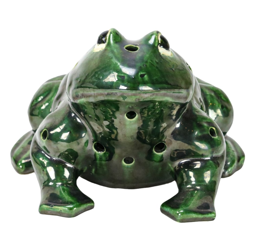 Large Porcelain Hand Painted Garden Frog Statue (1 of 10)