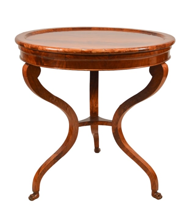 Regency Style Hand Carved Round Parlor Table (1 of 9)