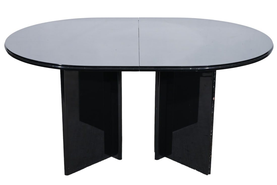 Mid Century Black Lacquered Double Pedestal Table (1 of 18)