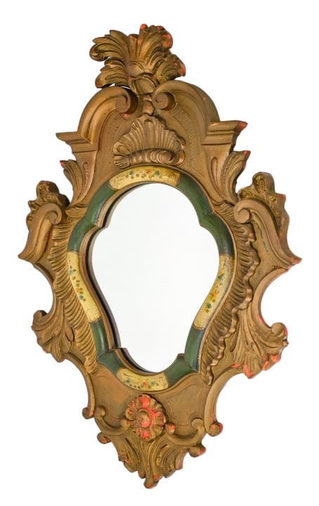 Vintage Dutch Carved Painted Wall Mirror (1 of 14)