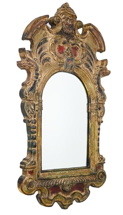 Vintage Belgian Cast Resin Painted Wall Mirror (1 of 13)