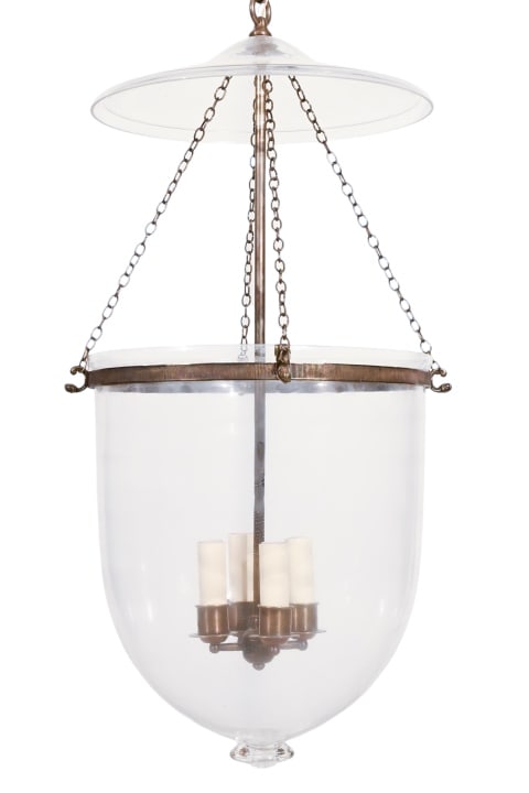 English Glass Bell Jar Lantern Pendant Chandelier (1 of 10)