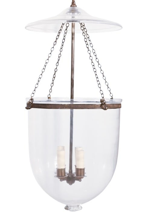 English Glass Bell Jar Lantern Pendant Chandelier (1 of 10)