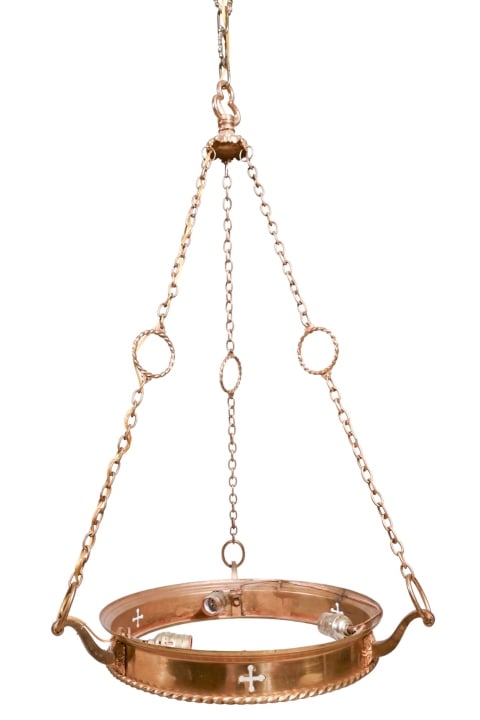 English Empire Style 3 Light Brass Chandelier (1 of 10)