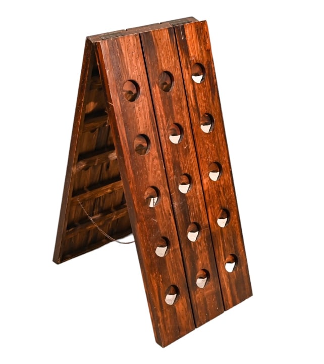 Early 20th C. French Oak Riddling Wine Rack: Early 20th Century French Oak Riddling Rack for Wine Bottles.Measures 34 inches x 16 inches x 27 inches.