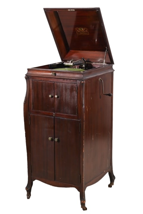 Antique Victor Talking Machine Record Player: Antique Victor Talking Machine Record Player.Measures 48 inches x 21 inches x 22 inches.