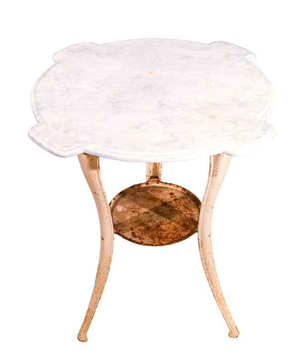 Vintage Outdoor Cast  Iron Table with Marble Top (1 of 11)