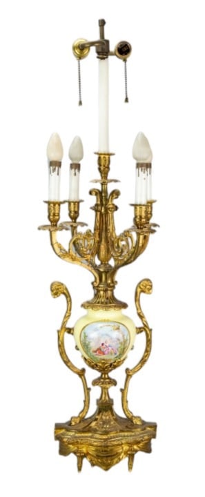 Antique French Neoclassical Sevres Gilt Lamp (1 of 7)
